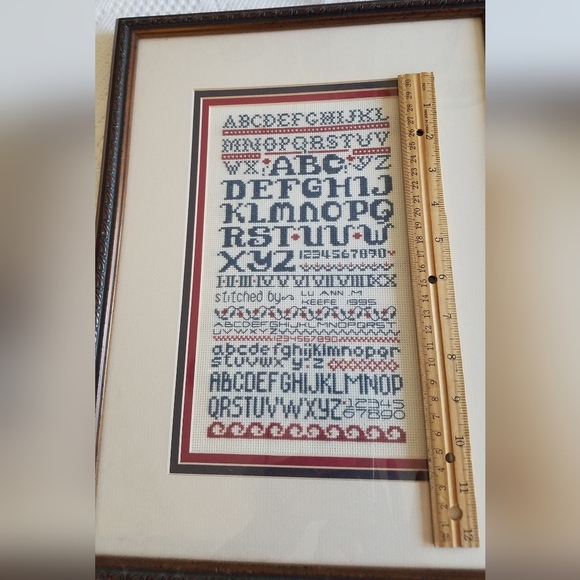 Framed Glass Cross Stitch Alphabet Numbers Ready to hang - Picture 8 of 9